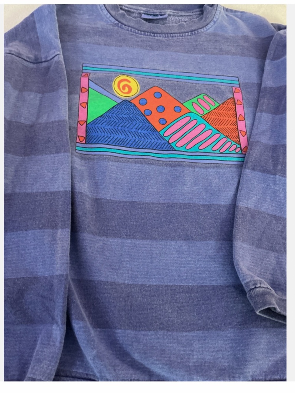 Vintage Preowned Fresh Produce Long Sleeve XL100% Cotton VG + Blue Retro Design